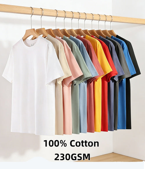 2026 Summer New, 100% Cotton T-Shirt, American Style Minimalist Loose Casual Top