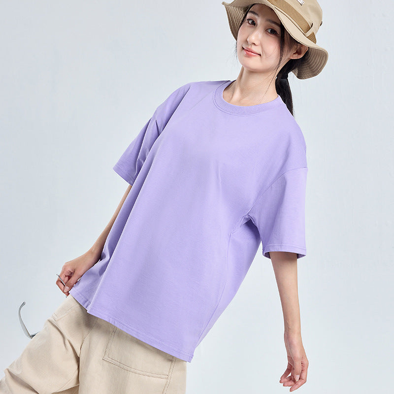 2026 Summer New, 100% Cotton T-Shirt, American Style Minimalist Loose Casual Top